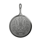 10.5 Inch Seasoned Cast Iron Xolo Sugar Skull Griddle