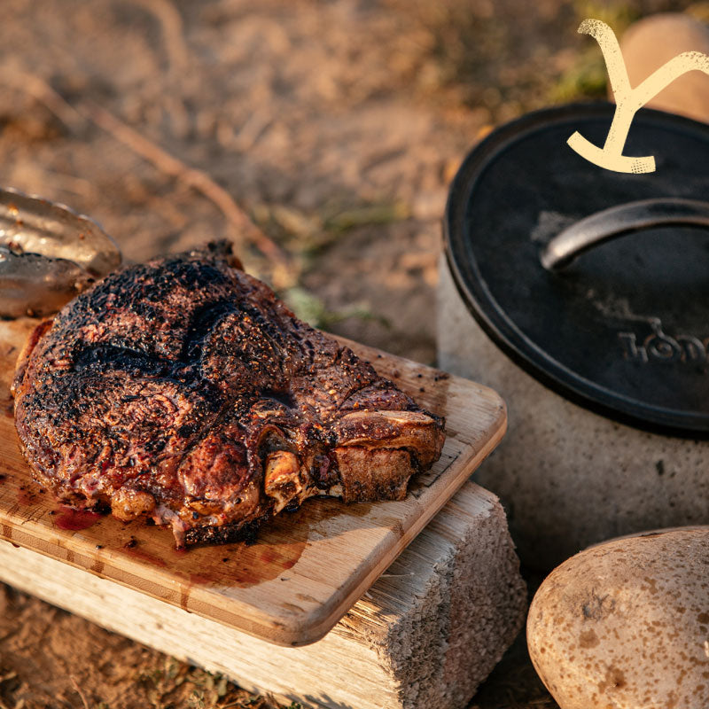 Yellowstone? 8 Inch Round Seasoned Cast Iron Power Y Grill Press