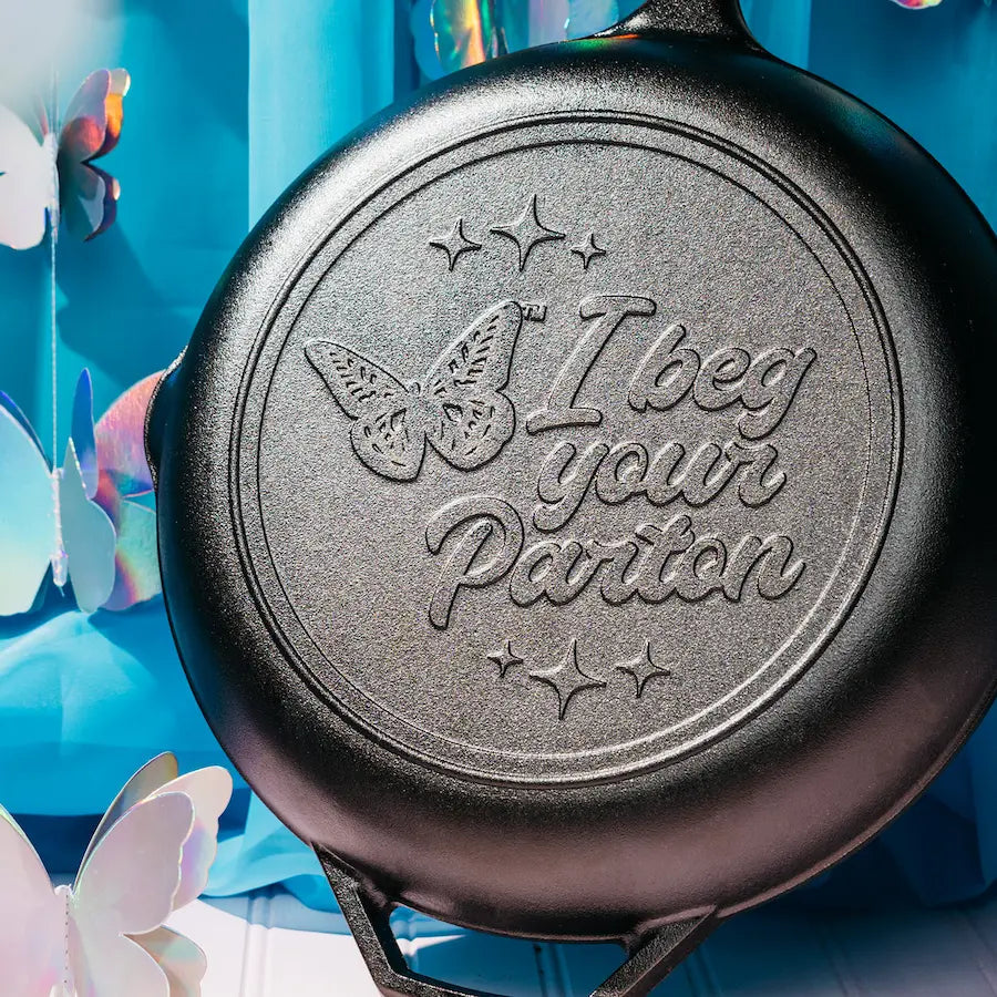 12 Inch Chef Collection Dolly Parton Skillet. I Beg Your Parton