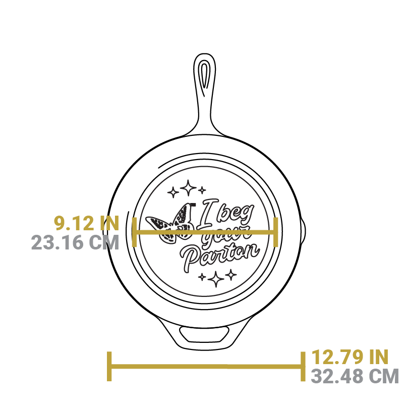12 Inch Chef Collection Dolly Parton Skillet. I Beg Your Parton