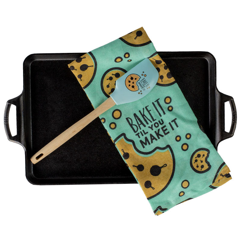 15.5 x 10.5 Inch Seasoned Cast Iron Baking Pan Set
